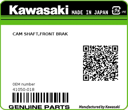 Product image: Kawasaki - 41050-018 - CAM SHAFT,FRONT BRAK  0