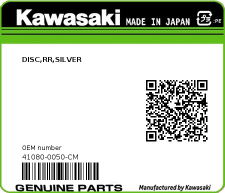 Product image: Kawasaki - 41080-0050-CM - DISC,RR,SILVER  0