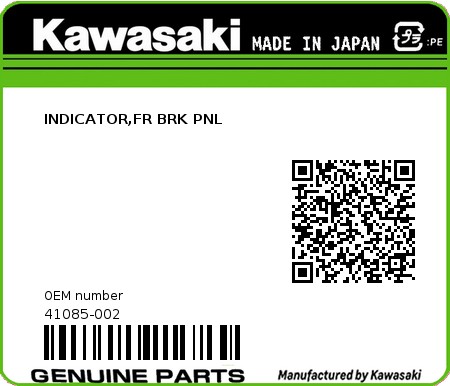 Product image: Kawasaki - 41085-002 - INDICATOR,FR BRK PNL  0