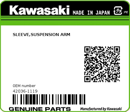 Product image: Kawasaki - 42036-1119 - SLEEVE,SUSPENSION ARM  0