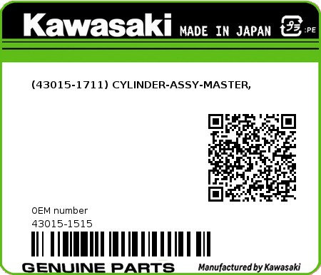 Product image: Kawasaki - 43015-1515 - (43015-1711) CYLINDER-ASSY-MASTER,  0