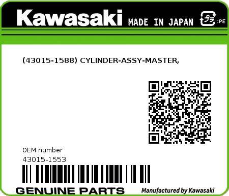 Product image: Kawasaki - 43015-1553 - (43015-1588) CYLINDER-ASSY-MASTER,  0