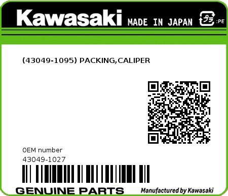 Product image: Kawasaki - 43049-1027 - (43049-1095) PACKING,CALIPER  0