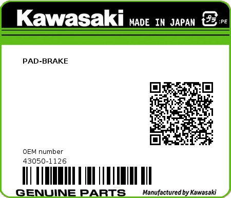 Product image: Kawasaki - 43050-1126 - PAD-BRAKE  0
