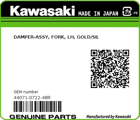 Product image: Kawasaki - 44071-0722-48R - DAMPER-ASSY, FORK, LH, GOLD/SIL  0