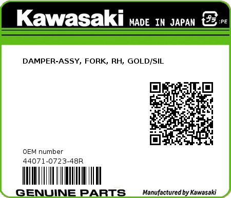 Product image: Kawasaki - 44071-0723-48R - DAMPER-ASSY, FORK, RH, GOLD/SIL  0