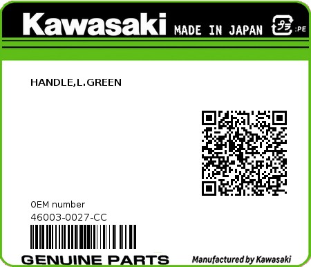 Product image: Kawasaki - 46003-0027-CC - HANDLE,L.GREEN  0