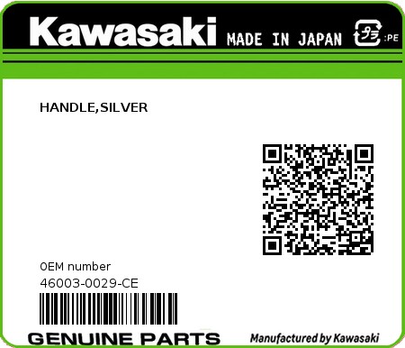 Product image: Kawasaki - 46003-0029-CE - HANDLE,SILVER  0