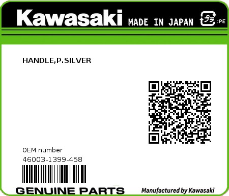 Product image: Kawasaki - 46003-1399-458 - HANDLE,P.SILVER  0