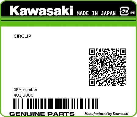 Product image: Kawasaki - 481J3000 - CIRCLIP  0