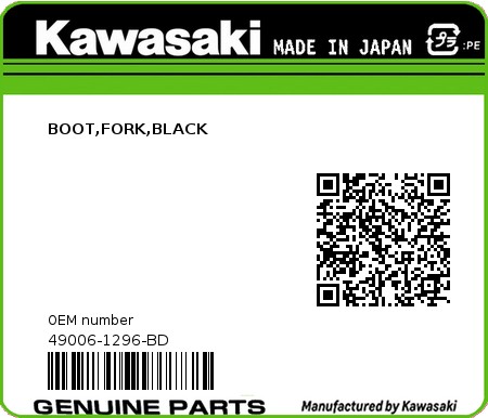 Product image: Kawasaki - 49006-1296-BD - BOOT,FORK,BLACK  0