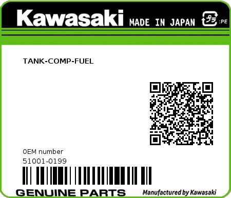 Product image: Kawasaki - 51001-0199 - TANK-COMP-FUEL  0
