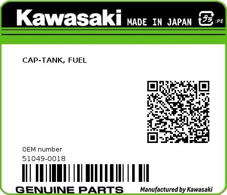 Product image: Kawasaki - 51049-0018 - CAP-TANK, FUEL  0