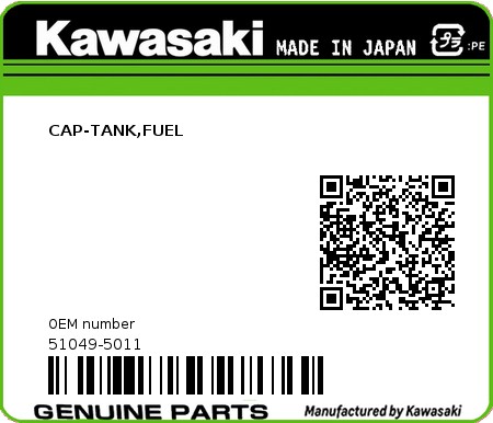 Product image: Kawasaki - 51049-5011 - CAP-TANK,FUEL  0