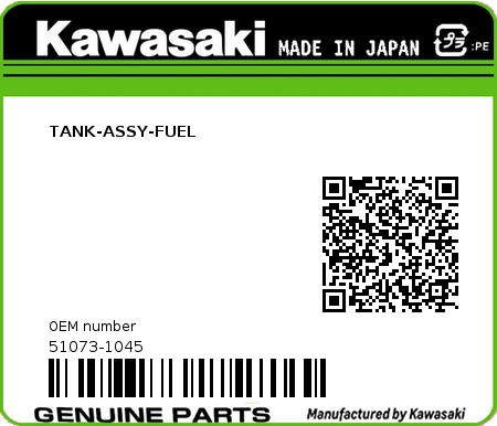 Product image: Kawasaki - 51073-1045 - TANK-ASSY-FUEL  0
