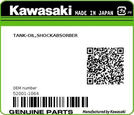 Product image: Kawasaki - 52001-1064 - TANK-OIL,SHOCKABSORBER  0
