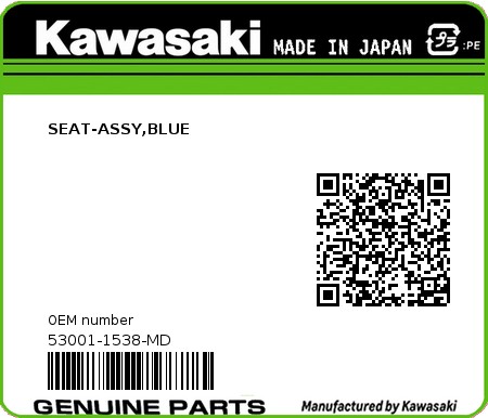 Product image: Kawasaki - 53001-1538-MD - SEAT-ASSY,BLUE  0
