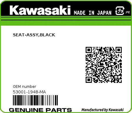 Product image: Kawasaki - 53001-1948-MA - SEAT-ASSY,BLACK  0