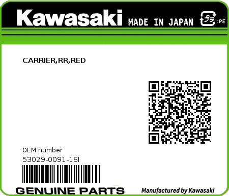 Product image: Kawasaki - 53029-0091-16I - CARRIER,RR,RED  0