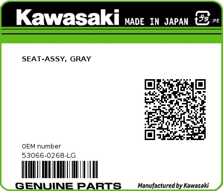 Product image: Kawasaki - 53066-0268-LG - SEAT-ASSY, GRAY  0
