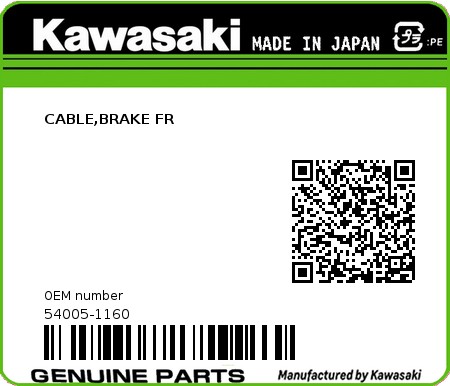 Product image: Kawasaki - 54005-1160 - CABLE,BRAKE FR  0