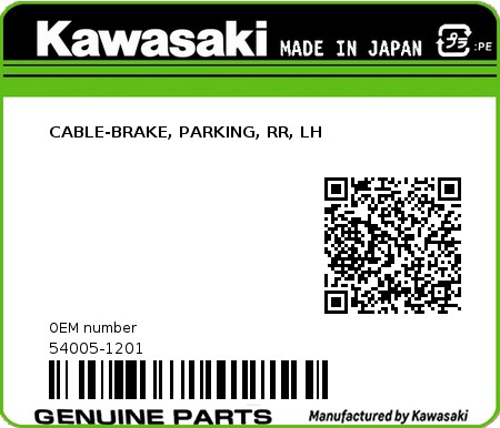 Product image: Kawasaki - 54005-1201 - CABLE-BRAKE, PARKING, RR, LH  0