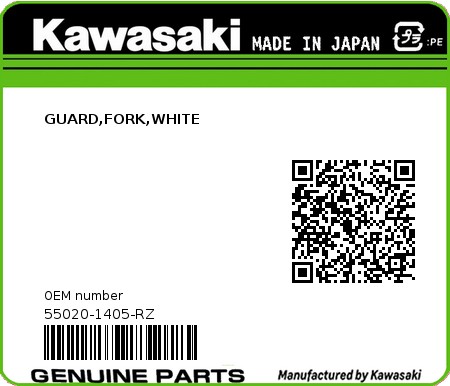 Product image: Kawasaki - 55020-1405-RZ - GUARD,FORK,WHITE  0