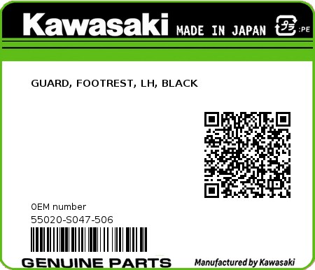 Product image: Kawasaki - 55020-S047-506 - GUARD, FOOTREST, LH, BLACK  0