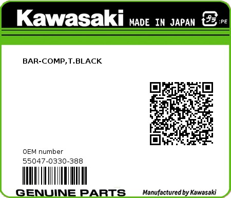 Product image: Kawasaki - 55047-0330-388 - BAR-COMP,T.BLACK  0