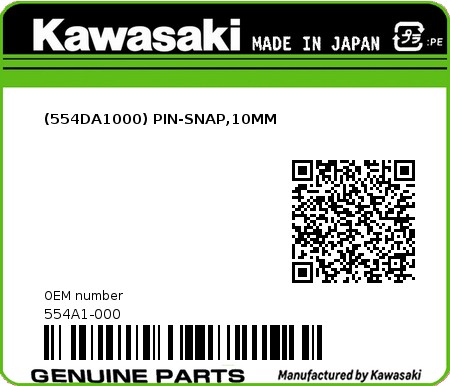 Product image: Kawasaki - 554A1-000 - (554DA1000) PIN-SNAP,10MM  0