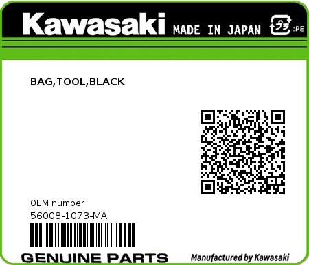 Product image: Kawasaki - 56008-1073-MA - BAG,TOOL,BLACK  0