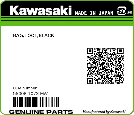 Product image: Kawasaki - 56008-1073-MW - BAG,TOOL,BLACK  0