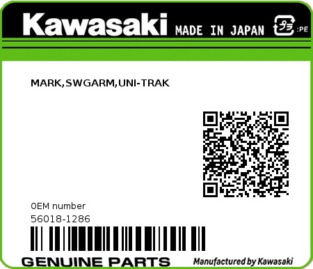 Product image: Kawasaki - 56018-1286 - MARK,SWGARM,UNI-TRAK  0