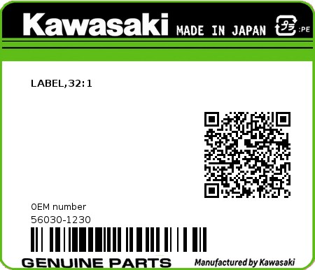 Product image: Kawasaki - 56030-1230 - LABEL,32:1  0