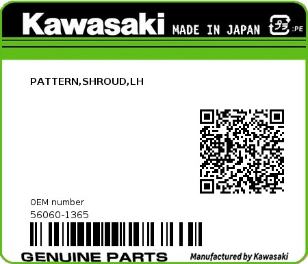 Product image: Kawasaki - 56060-1365 - PATTERN,SHROUD,LH  0