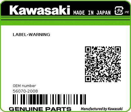 Product image: Kawasaki - 56070-2008 - LABEL-WARNING  0