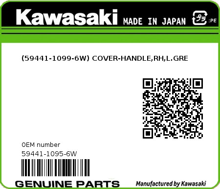 Product image: Kawasaki - 59441-1095-6W - (59441-1099-6W) COVER-HANDLE,RH,L.GRE  0