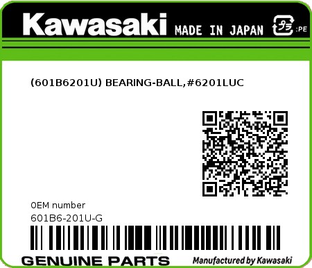 Product image: Kawasaki - 601B6-201U-G - (601B6201U) BEARING-BALL,#6201LUC  0