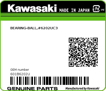 Product image: Kawasaki - 601B6202U - BEARING-BALL,#6202UC3  0