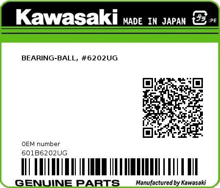 Product image: Kawasaki - 601B6202UG - BEARING-BALL, #6202UG  0