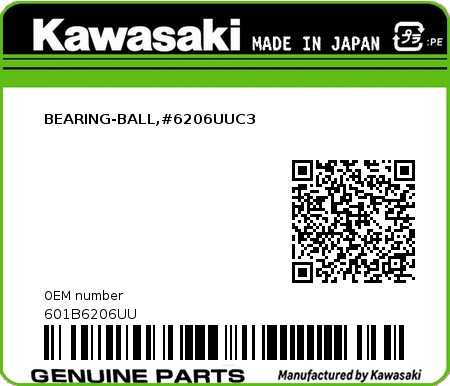 Product image: Kawasaki - 601B6206UU - BEARING-BALL,#6206UUC3  0