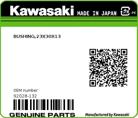 Product image: Kawasaki - 92028-132 - BUSHING,23X30X13  0