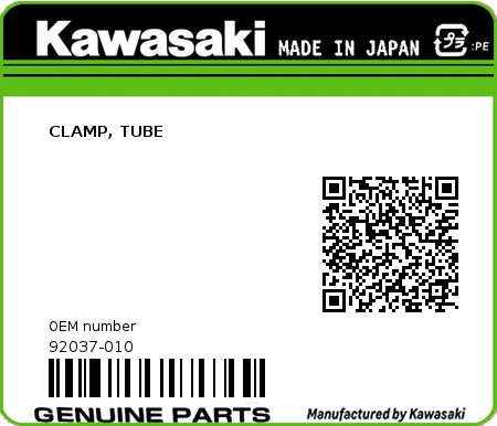 Product image: Kawasaki - 92037-010 - CLAMP, TUBE  0