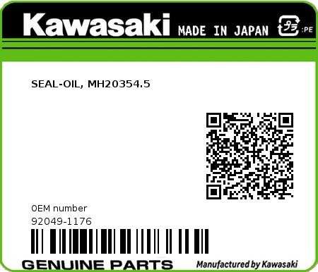 Product image: Kawasaki - 92049-1176 - SEAL-OIL, MH20354.5  0