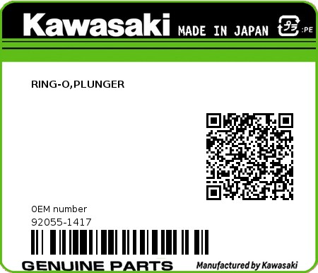 Product image: Kawasaki - 92055-1417 - RING-O,PLUNGER  0
