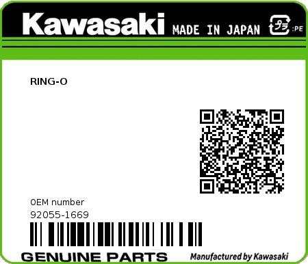 Product image: Kawasaki - 92055-1669 - RING-O  0