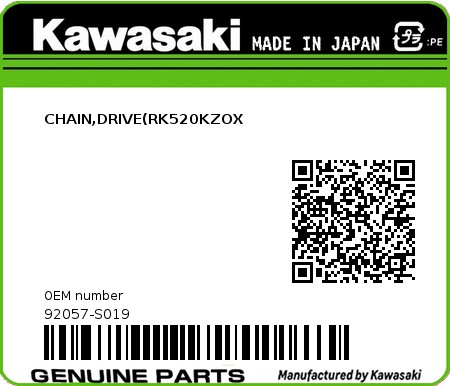 Product image: Kawasaki - 92057-S019 - CHAIN,DRIVE(RK520KZOX  0