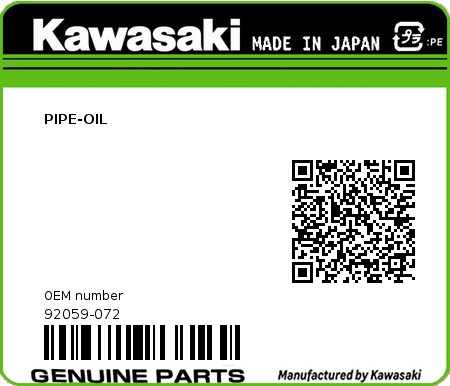 Product image: Kawasaki - 92059-072 - PIPE-OIL  0