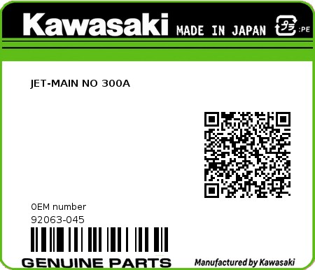 Product image: Kawasaki - 92063-045 - JET-MAIN NO 300A  0