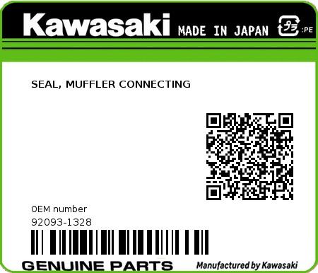Product image: Kawasaki - 92093-1328 - SEAL, MUFFLER CONNECTING  0